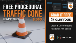 Free Procedural Traffic Cone for Blender (Geometry Nodes)