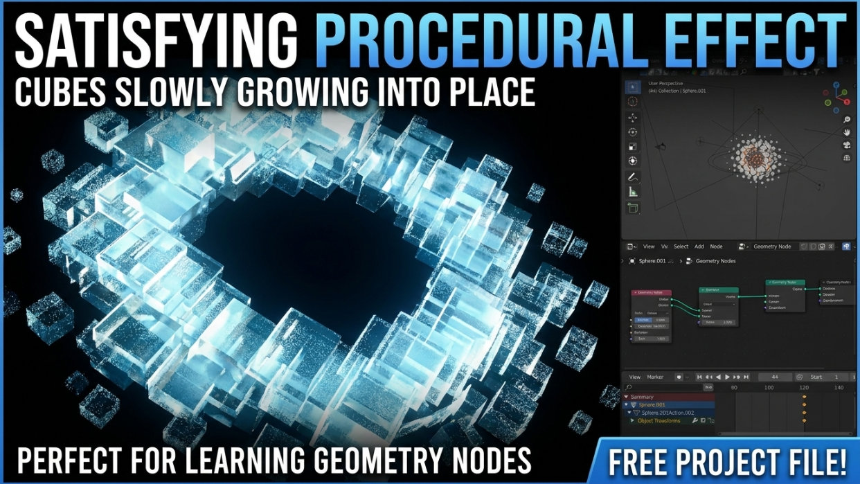 Free Growing Cubes Effect for Blender (Project File Download)