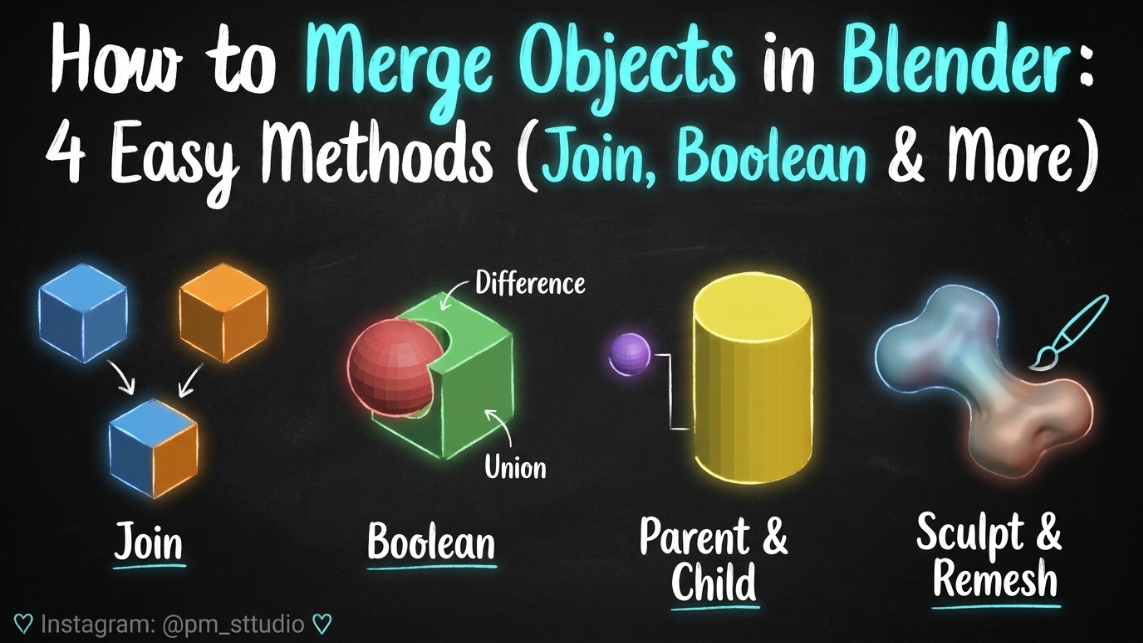 How to Merge Objects in Blender: 4 Easy Methods (Join, Boolean & More)