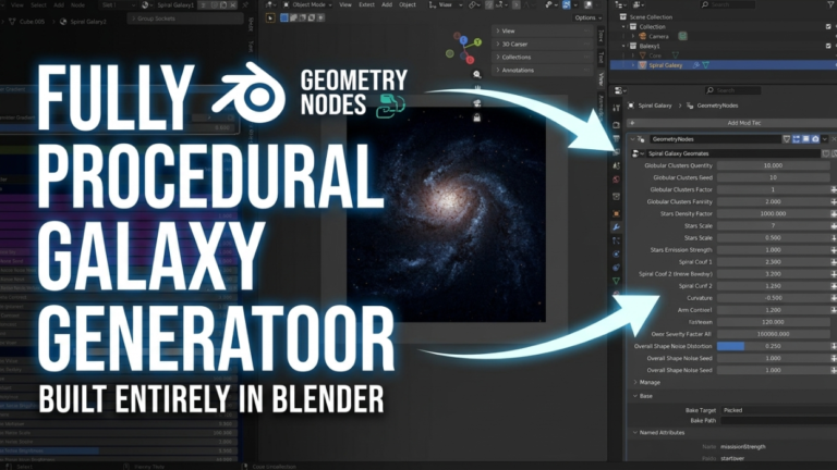 A Fully Procedural Galaxy Generator Built Entirely in Blender